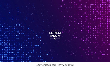 Fondo Abstractas Futurista de la Tecnología Digital. Patrón de píxeles cuadrados con Elementos cuadrados de partículas brillantes de iluminación. Tecnología o Ciencia Investigación Presentación de fondo. Ilustración vectorial.