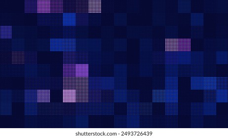 Abstract Digital Technology Futuristic Background. Square Pixels Halftone Pattern Tech Mosaic. Technology or Science Research Presentation Backdrop. Vector Illustration.