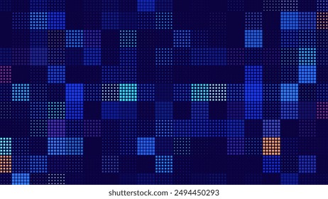 Abstract Digital Technology Futuristic Background. Square Pixels Halftone Pattern Tech Mosaic. Technology or Science Research Presentation Backdrop. Vector Illustration.