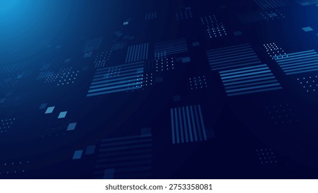 Abstract Digital Technology Futuristic Background. Square Pixels Halftone Pattern Tech Mosaic. Technology or Science Research Presentation Backdrop. Vector Illustration.