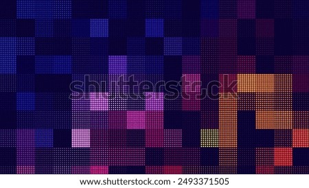 Abstract Digital Technology Futuristic Background. Square Pixels Halftone Pattern Tech Mosaic. Technology or Science Research Presentation Backdrop. Vector Illustration.