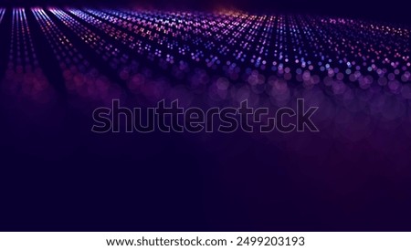 Abstract Digital Technology Futuristic Background. Square Pixels Pattern with Lighting Glowing Particles Square Elements. Technology or Science Research Presentation Backdrop. Vector Illustration.