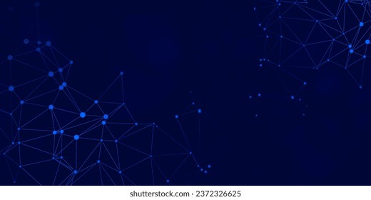 Abstract digital technology futuristic big data blue background, Cyber nano information communication, innovation future tech data, internet network connection, circuit board lines dots illustration
