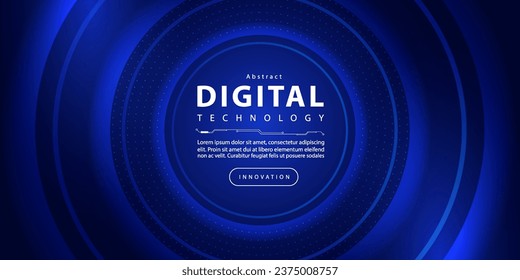 Abstract digital technology futuristic big data blue background, Cyber nano information communication, innovation future tech data, internet network connection, circuit board line dot illustration