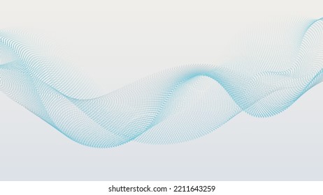 Resumen de la tecnología digital los puntos azul futurista dinamizan las partículas fluidas de la onda de sonido sobre fondo blanco. Ilustración del vector