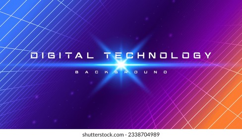 Abstract digital technology futuristic blue purple background, Cyber science tech Innovation communication future, Ai big data, internet network connection, Cloud hi-tech illustration orange vector 3d