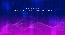 Abstract Digital Technology Futuristic Circuit Blue Pink Background, Cyber Science Tech, Innovation Communication Future, Ai Big Data, Internet Network Connection, Cloud Hi-tech Illustration Vector