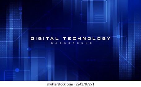 Abstract digital technology futuristic circuit board blue background, Cyber science tech layout, Innovation future Ai big data, Global internet network connection, Cloud hi-tech illustration vector