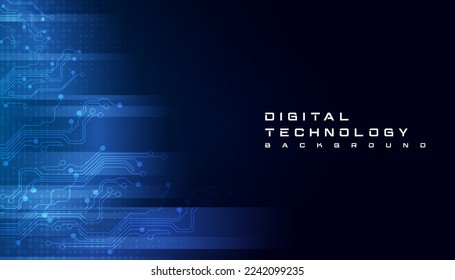 Abstract digital technology futuristic circuit board blue background, Cyber science tech layout, Innovation future Ai big data, Global internet network connection, Cloud hi-tech illustration vector