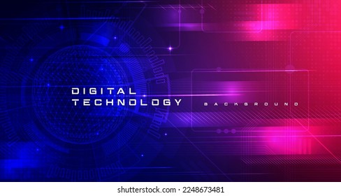 Abstract digital technology futuristic circuit blue pink background, Cyber science tech, Innovation communication future, Ai big data, internet network connection, Cloud hi-tech illustration vector