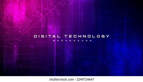 Abstract digital technology futuristic circuit blue pink background, Cyber science tech, Innovation communication future, Ai big data, internet network connection, Cloud hi-tech illustration vector