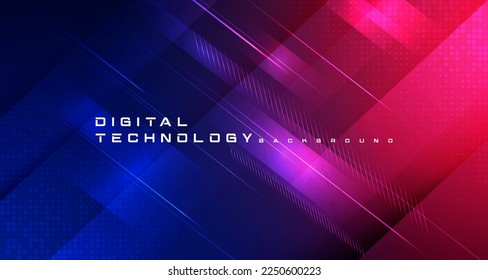 Abstract digital technology futuristic circuit blue pink background, Cyber science tech, Innovation communication future, Ai big data, internet network connection, Cloud hi-tech illustration vector