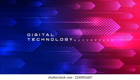 Abstract digital technology futuristic circuit blue pink background, Cyber science tech arrow, Innovation future Ai big data, Global internet network connection, Cloud hi-tech illustration vector