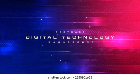 Abstract digital technology futuristic circuit blue pink background, Cyber science tech, Innovation communication future, Ai big data, internet network connection, Cloud hi-tech illustration vector