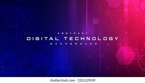 Abstract digital technology futuristic circuit blue pink background, Cyber science tech, Innovation communication future, Ai big data, internet network connection, Cloud hi-tech illustration vector