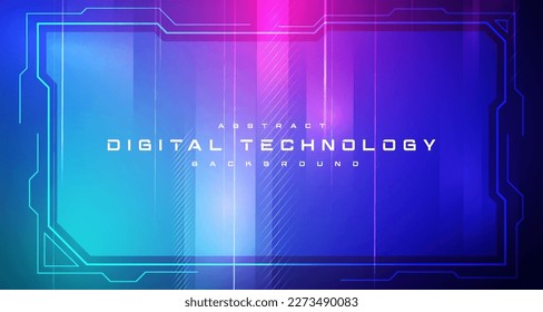 Abstract digital technology futuristic circuit blue pink background, Cyber science tech, Innovation communication future, Ai big data, internet network connection, Cloud hi-tech illustration vector