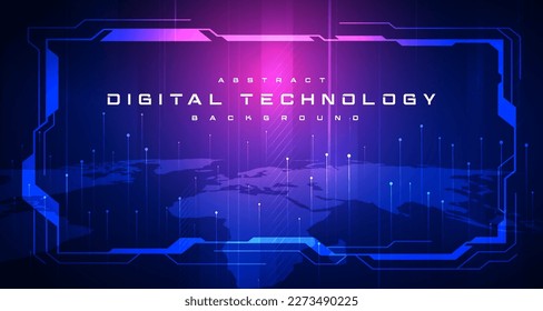 Abstract digital technology futuristic circuit blue pink background, Cyber science tech, Innovation communication future, Ai big data, internet network connection, Cloud hi-tech illustration vector