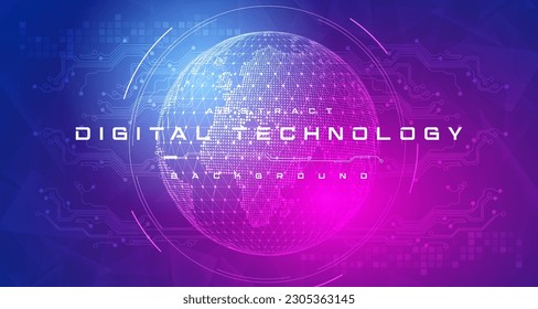 Abstract digital technology futuristic circuit blue pink background, Cyber science tech, Innovation communication future, Ai big data, internet network connection, Cloud hi-tech illustration vector - Shutterstock ID 2305363145
