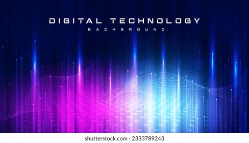 Abstract digital technology futuristic circuit blue pink background, Cyber science tech, Innovation communication future, Ai big data, internet network connection, Cloud hi-tech illustration vector