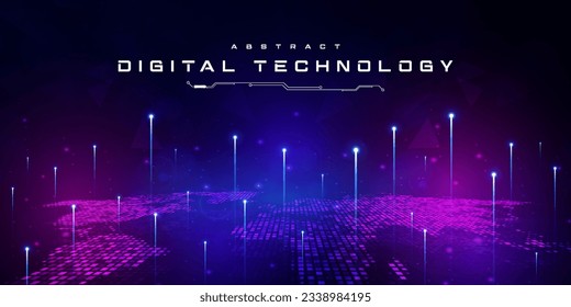 Abstract digital technology futuristic circuit blue pink background, Cyber science tech, Innovation communication future, Ai big data, internet network connection, Cloud hi-tech illustration vector