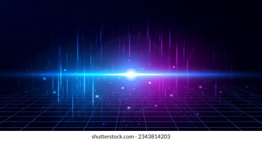 Abstract digital technology futuristic circuit blue pink background, Cyber science tech, Innovation communication future, Ai big data, internet network connection, Cloud hi-tech illustration vector 3d