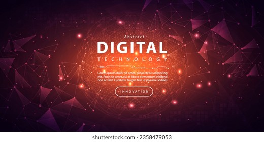 Abstract digital technology futuristic circuit blue orange background, Cyber science tech, Innovation communication future, Ai big data, internet network connection, Cloud hi-tech illustration vector