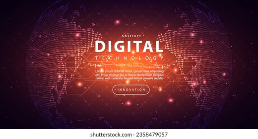 Abstract digital technology futuristic circuit blue orange background, Cyber science tech, Innovation communication future, Ai big data, internet network connection, Cloud hi-tech illustration vector