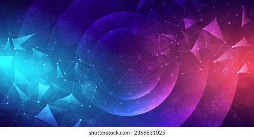 Abstract digital technology futuristic circuit blue pink background, Cyber science tech, Innovation communication future, Ai big data, internet network connection, Cloud hi-tech illustration vector