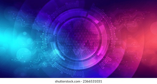 Abstract digital technology futuristic circuit blue pink background, Cyber science tech, Innovation communication future, Ai big data, internet network connection, Cloud hi-tech illustration vector