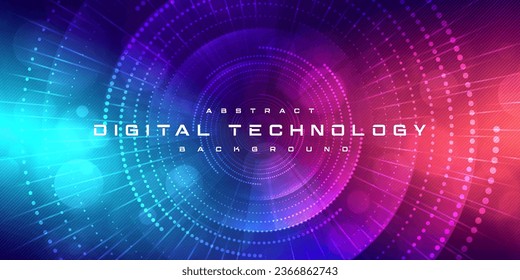 Abstract digital technology futuristic circuit blue pink background, Cyber science tech, Innovation communication future, Ai big data, internet network connection, Cloud hi-tech illustration vector