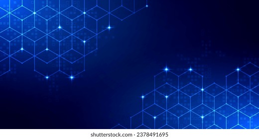 Abstract digital technology futuristic circuit blue background, Cyber science tech, Innovation communication future, Ai big data, internet network connection, Cloud hi-tech illustration vector