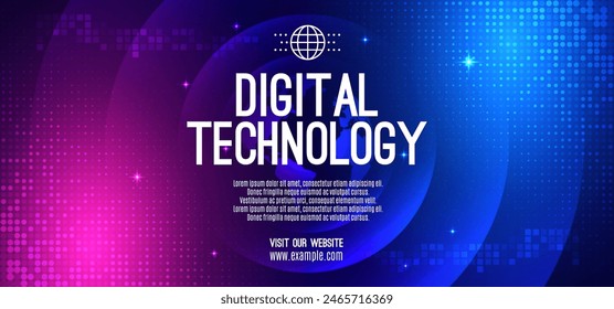 Abstract digital technology futuristic circuit blue pink background, Cyber science tech, Innovation communication future, Ai big data, internet network connection, Cloud hi-tech illustration vector 3d