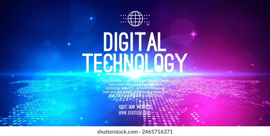 Abstract digital technology futuristic circuit blue pink background, Cyber science tech, Innovation communication future, Ai big data, internet network connection, Cloud hi-tech illustration vector 3d