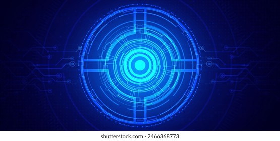 Abstract digital technology futuristic circuit board blue background, Cyber science tech layout, Innovation future Ai big data, Global internet network connection, Cloud hi-tech illustration vector