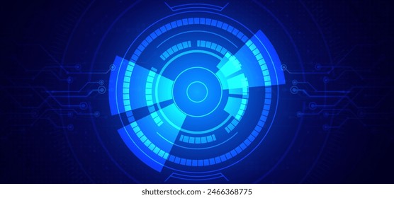 Abstract digital technology futuristic circuit board blue background, Cyber science tech layout, Innovation future Ai big data, Global internet network connection, Cloud hi-tech illustration vector