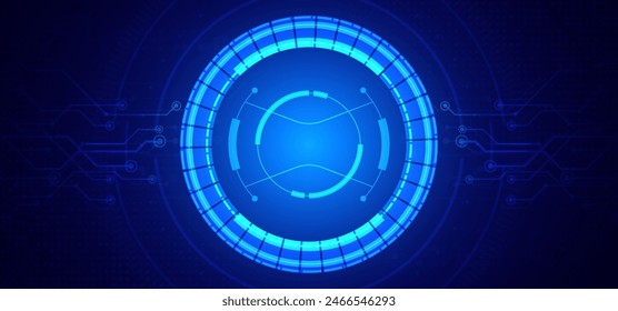 Abstract digital technology futuristic circuit board blue background, Cyber science tech layout, Innovation future Ai big data, Global internet network connection, Cloud hi-tech illustration vector