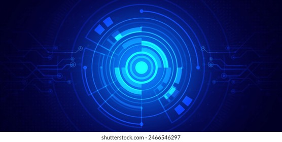 Abstrakte Digitaltechnologie futuristische Platine blau Hintergrund, Cyber Science Tech Layout, Innovation Future Ai Big Data, Globale Internet-Netzwerk-Verbindung, Cloud Hi-Tech Illustration Vektorgrafik