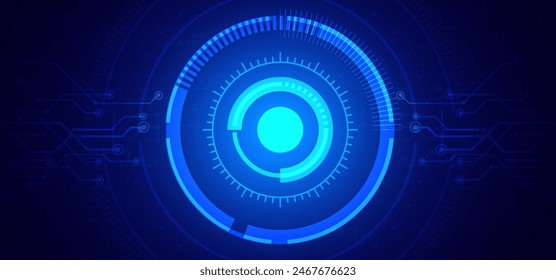 Abstract digital technology futuristic circuit board blue background, Cyber science tech layout, Innovation future Ai big data, Global internet network connection, Cloud hi-tech illustration vector