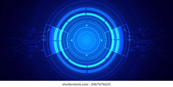 Abstract digital technology futuristic circuit board blue background, Cyber science tech layout, Innovation future Ai big data, Global internet network connection, Cloud hi-tech illustration vector