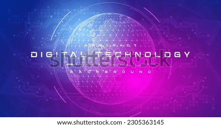 Abstract digital technology futuristic circuit blue pink background, Cyber science tech, Innovation communication future, Ai big data, internet network connection, Cloud hi-tech illustration vector