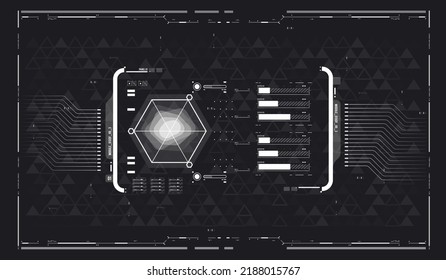 Resumen de la tecnología digital. HUD futurista, FUI, interfaz virtual. Cartel de plantilla futurista de elementos de infografía. Elementos de caja Scifi y HUD.