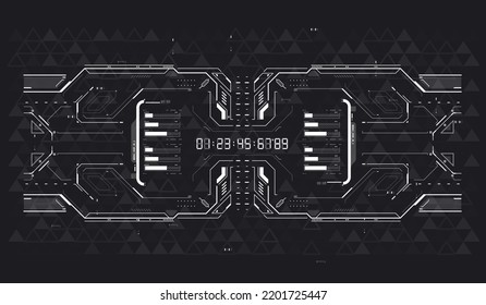 Abstrakte digitale Technologie. Futuristische HUD, FUI, Virtual Interface. Infografik Elements Futuristic Template Banner. Scifi und HUD Box Elemente.