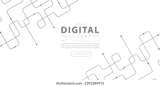 Abstract digital technology futuristic internet network speed connection white background, cyber nano information communication, innovation future tech data, Ai big data lines dots illustration vector