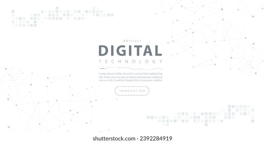 Abstract digital technology futuristic internet network speed connection white background, cyber nano information communication, innovation future tech data, Ai big data lines dots illustration vector