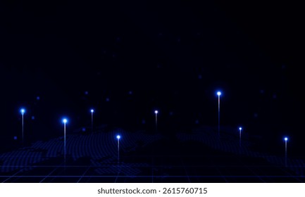 Abstract Digital technology futuristic internet network connection dark black background. Hitech communication concept innovation background, vector design