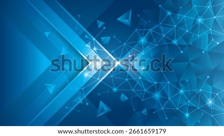 Abstract Digital Technology Futuristic Lines and Dots Triangle Background. Modern Geometric Blue triangles polygon background. Creative ideas for business presentations, social banner, invitation card