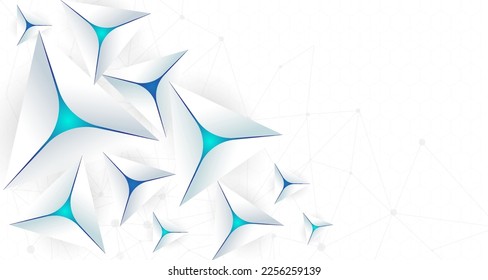 Abstract digital technology futuristic polygonal white background, Cyber science tech, Innovation communication future, Ai big data, internet network connection, Cloud hi-tech poly illustration vector