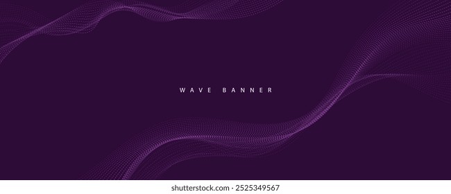 Abstract digital technology futuristic purple wave background.