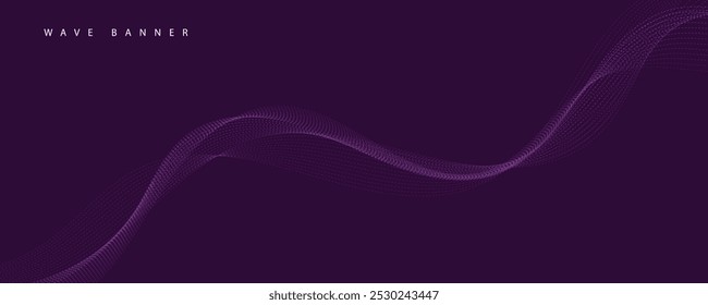 Abstract digital technology futuristic purple wave background.	

