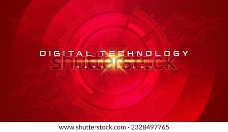Abstract digital technology futuristic red background, Cyber information data science tech, Innovation communication future, Ai big data, internet network connection, Cloud hi-tech illustration vector